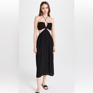 Playa Lucila Halter Cutout Midi Black Dress, Size Small
